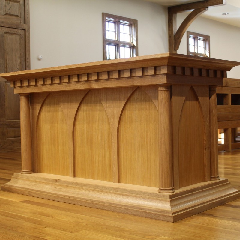 Photo credit: Little John Woodworks, who designed and crafted our new altar by hand.
